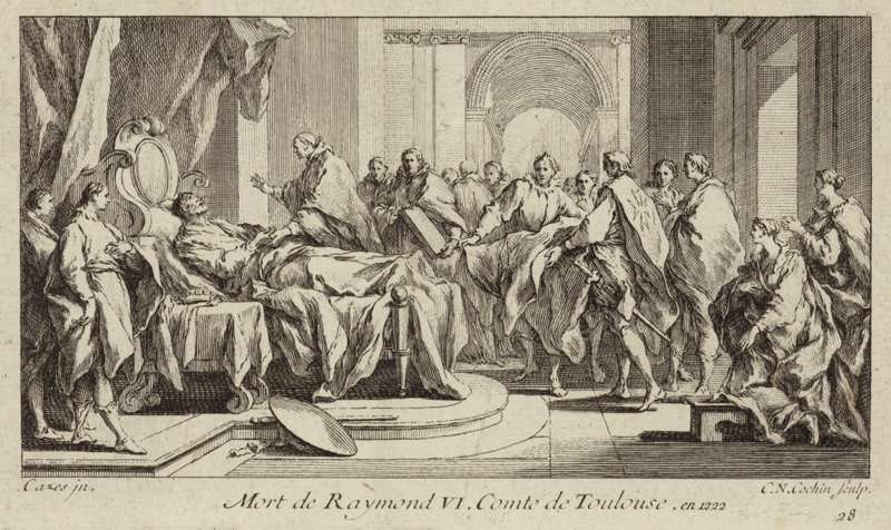 Smrt Raymonda VI., hraběte z Toulouse od Charles Nicolas II Cochin