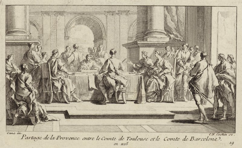 Rozdělení Provence mezi hrabata z Toulouse a Barcelona, 1125 od Charles Nicolas II Cochin