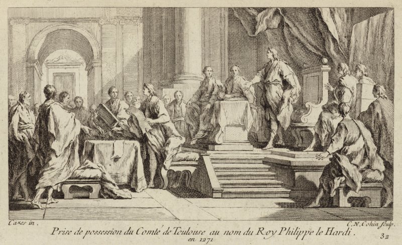 Držení hrabství Toulouse ve jménu francouzského krále Filipa III od Charles Nicolas II Cochin