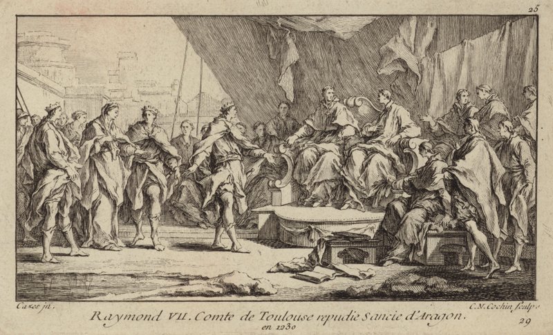 Raymond VII, hrabě z Toulouse, zavrhl svou manželku Sanchu Aragonskou od Charles Nicolas II Cochin