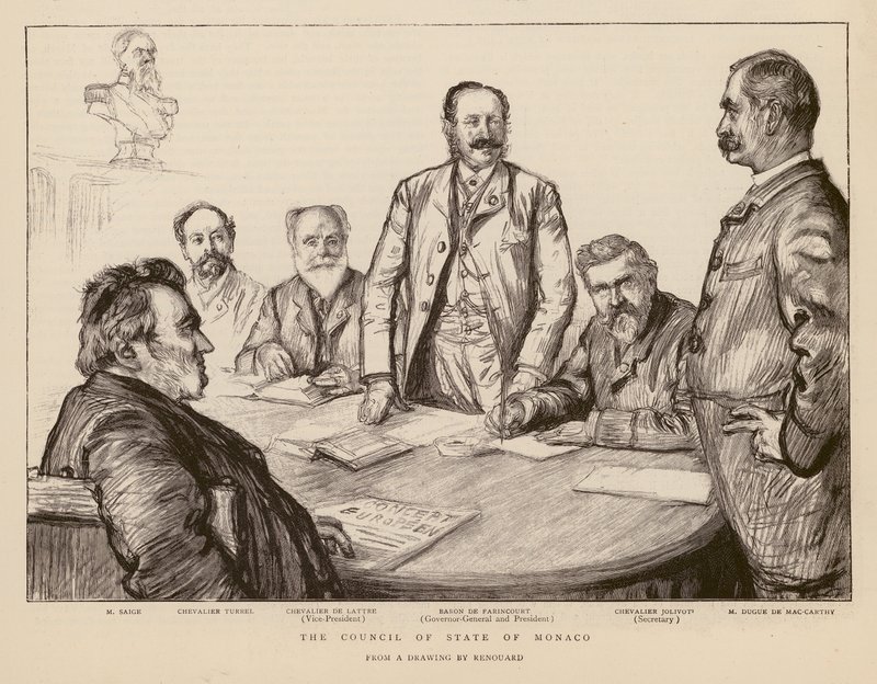 Rada státu Monako (rytina) od Charles Paul (after) Renouard