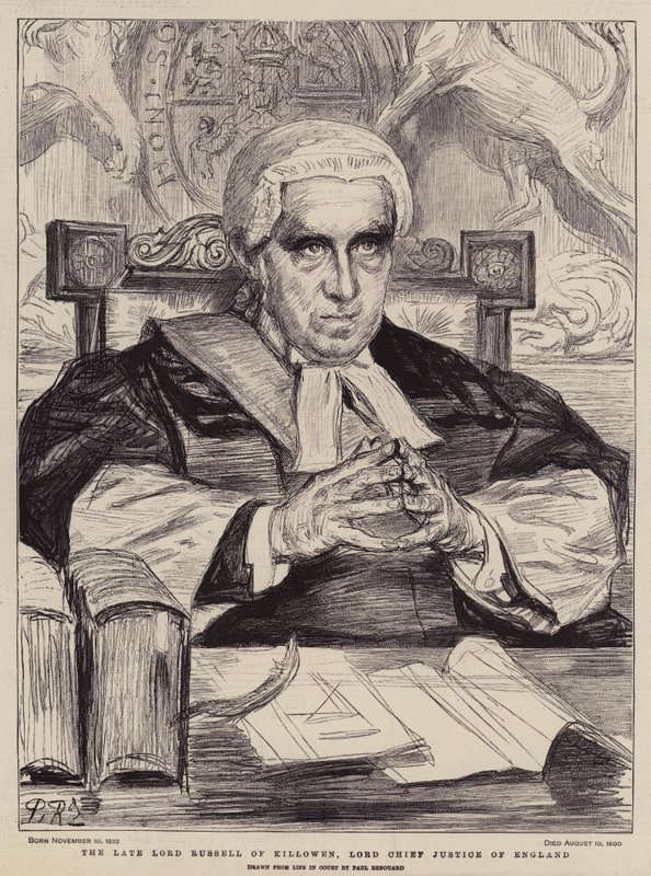 Zesnulý lord Russell z Killowenu, lord hlavní soudce Anglie (litho) od Charles Paul (after) Renouard