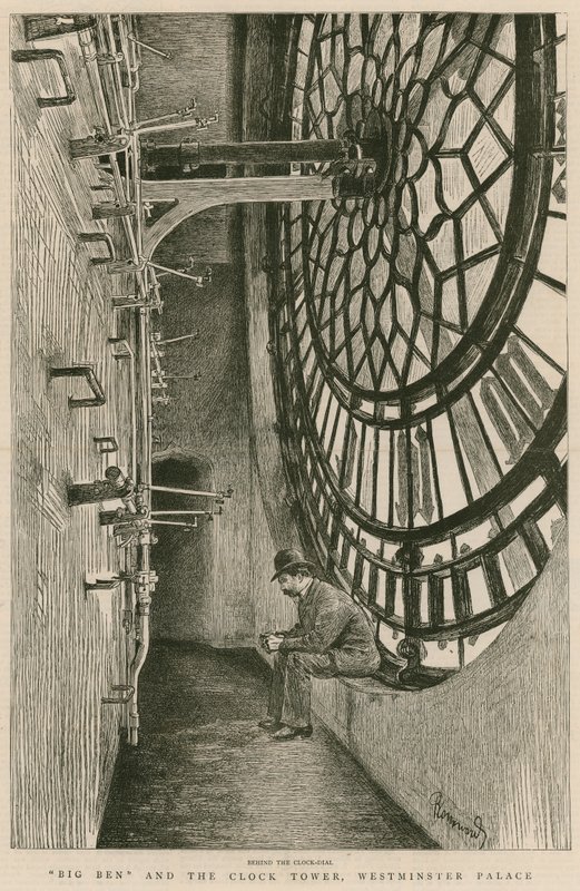 Za hodinovým ciferníkem, Big Ben a Clock Tower, Westminsterský palác od Charles Paul Renouard