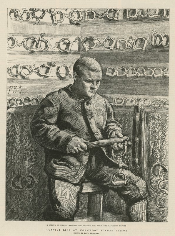 Život odsouzeného ve věznici Wormwood Scrubs (rytina) od Charles Paul Renouard