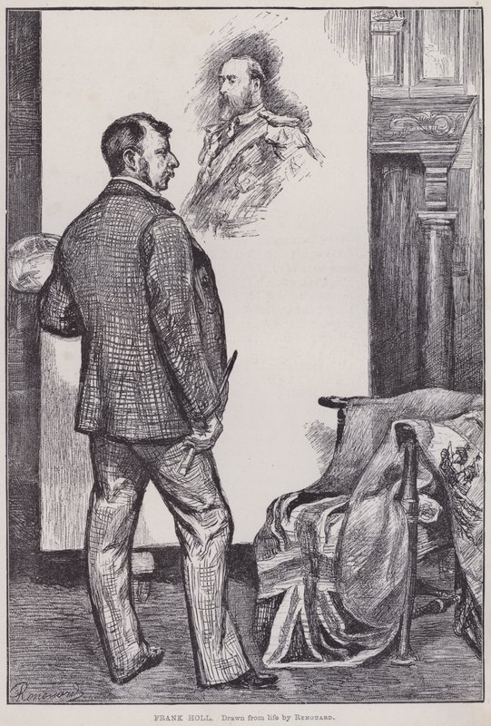 Frank Holl, malba ve svém ateliéru (rytina) od Charles Paul Renouard