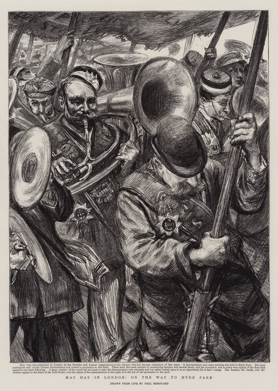 May Day v Londýně, na cestě do Hyde Parku od Charles Paul Renouard