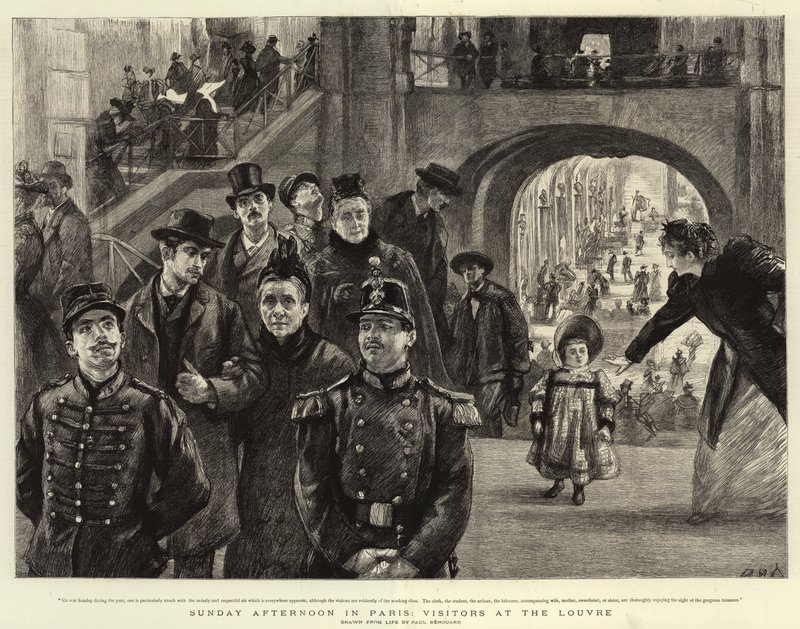 Nedělní odpoledne v Paříži, návštěvníci Louvru od Charles Paul Renouard