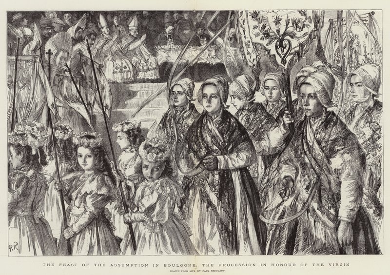 Slavnost Nanebevzetí Panny Marie v Boulogne, procesí ke cti Panny Marie od Charles Paul Renouard