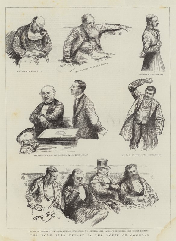 Rytina Home Rule Debate v Dolní sněmovně od Charles Paul Renouard