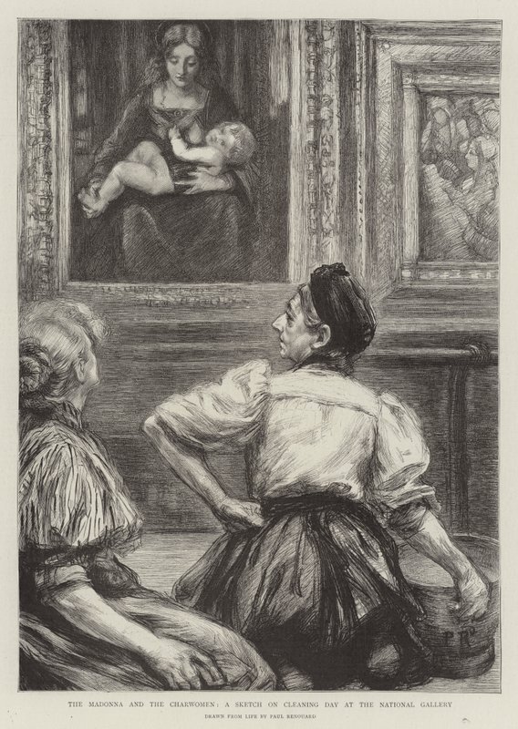 Madonna a čarodějnice, skica na úklidový den v Národní galerii od Charles Paul Renouard