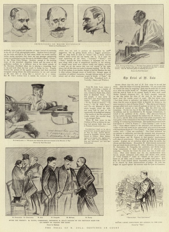 Proces s M. Zolou, Náčrtky u soudu od Charles Paul Renouard