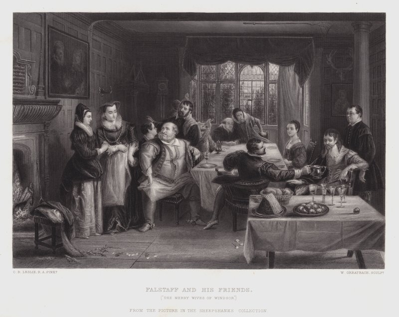 Falstaff a jeho přátelé (rytina) od Charles Robert (after) Leslie