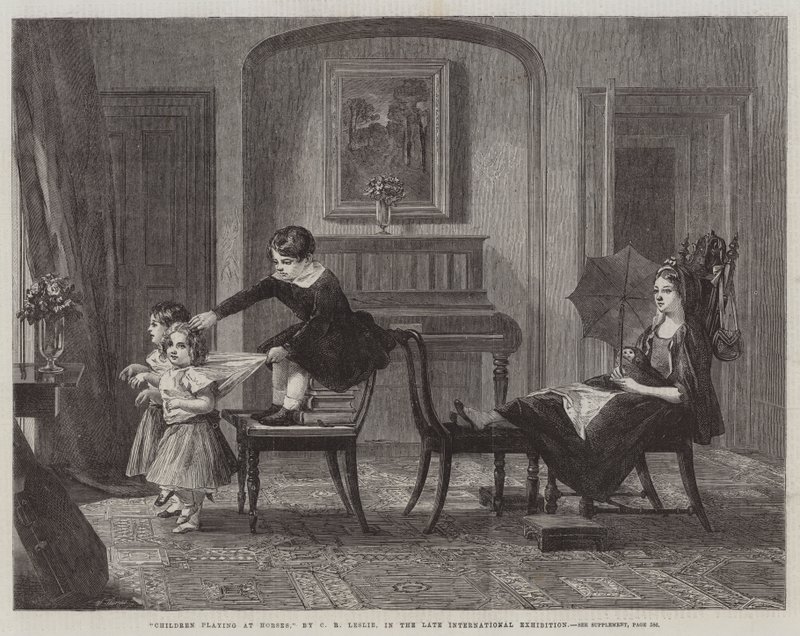 Děti si hrají na koně, na pozdní mezinárodní výstavě od Charles Robert Leslie