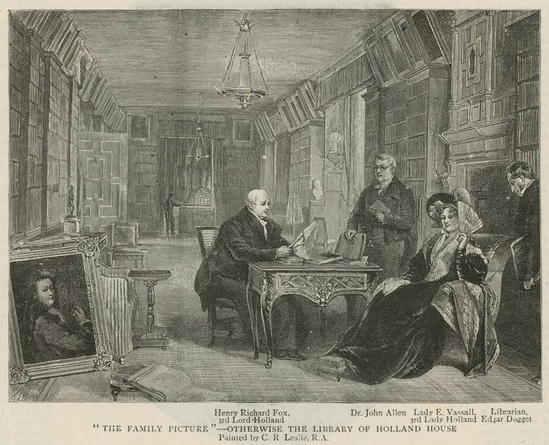 Rodinný obrázek - knihovna Holland House od Charles Robert Leslie