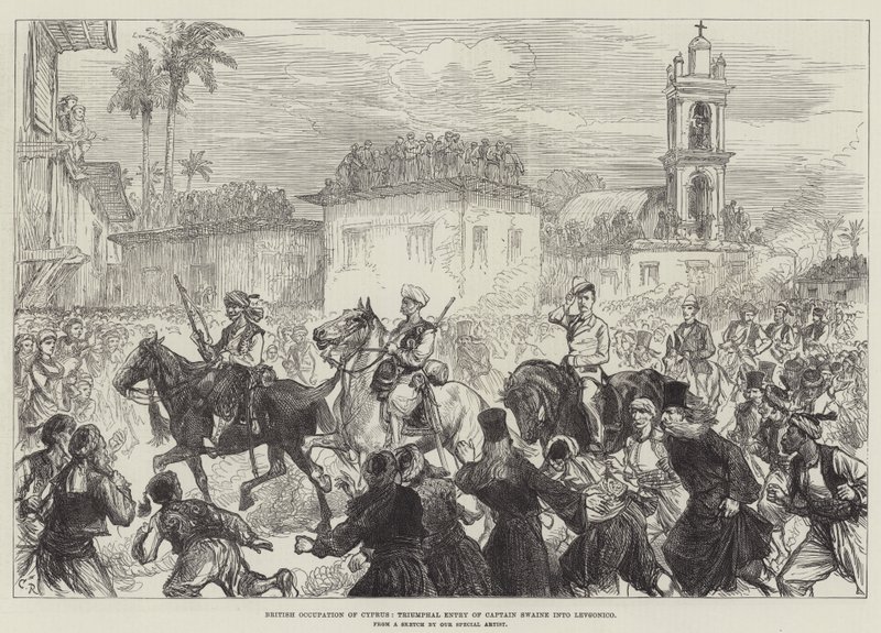 Britská okupace Kypru, triumfální vstup kapitána Swaina do Levconico od Sir John Charles Robinson