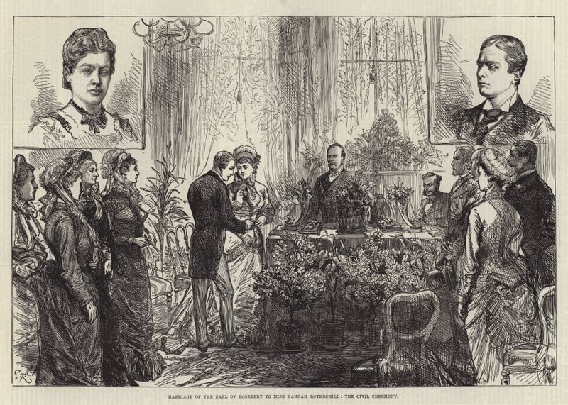 Sňatek hraběte z Rosebery se slečnou Hannah Rothschild, občanský obřad od Sir John Charles Robinson