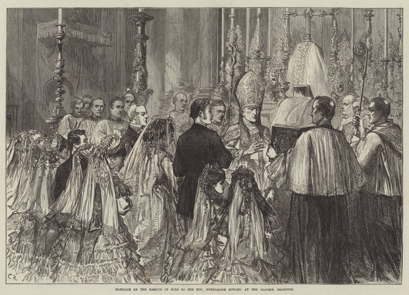 Sňatek markýze z Bute s ctihodnou Gwendaline Howardovou, v oratoriu, Brompton od Sir John Charles Robinson