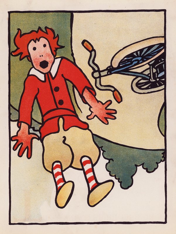 Nesmysl: Nehoda na kole (barevná litografie) od Charles Robinson