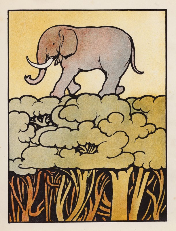 Nesmysl: Slon přechází les (barevná litografie) od Charles Robinson
