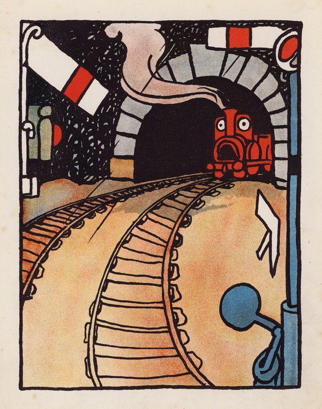 Nesmysl: Motor se bojí vyjet v dešti (barevná litografie) od Charles Robinson