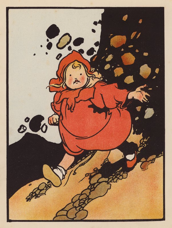 Nesmysl: Dívka, které se nedaří vyjet na kopec (barevná litografie) od Charles Robinson