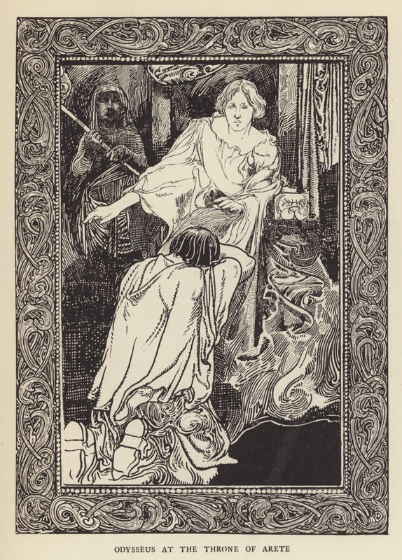 Odysseus na trůnu v Arete od Sir John Charles Robinson