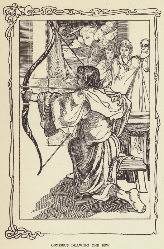 Odysseus natahuje luk od Sir John Charles Robinson