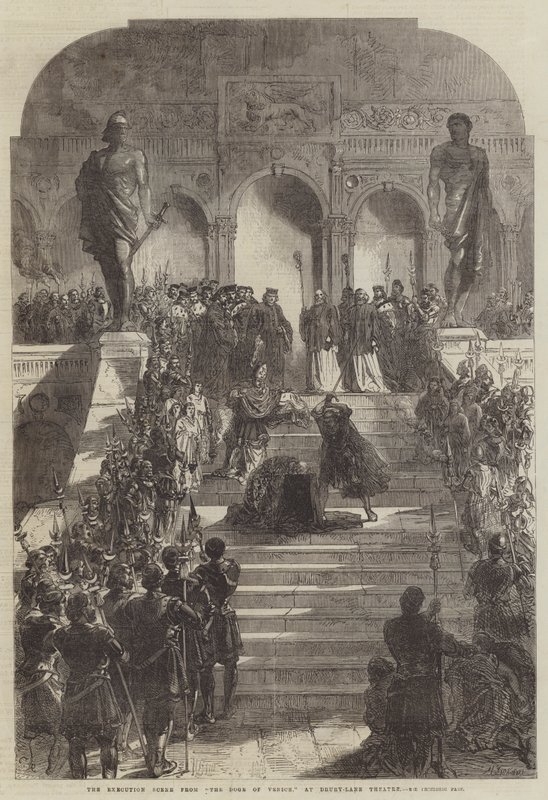 Scéna popravy z Benátského dóžete v divadle Drury-Lane od Sir John Charles Robinson