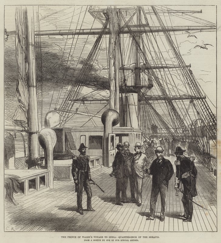 Cesta prince z Walesu do Indie, Quarter-Deck of the Serapis od Sir John Charles Robinson