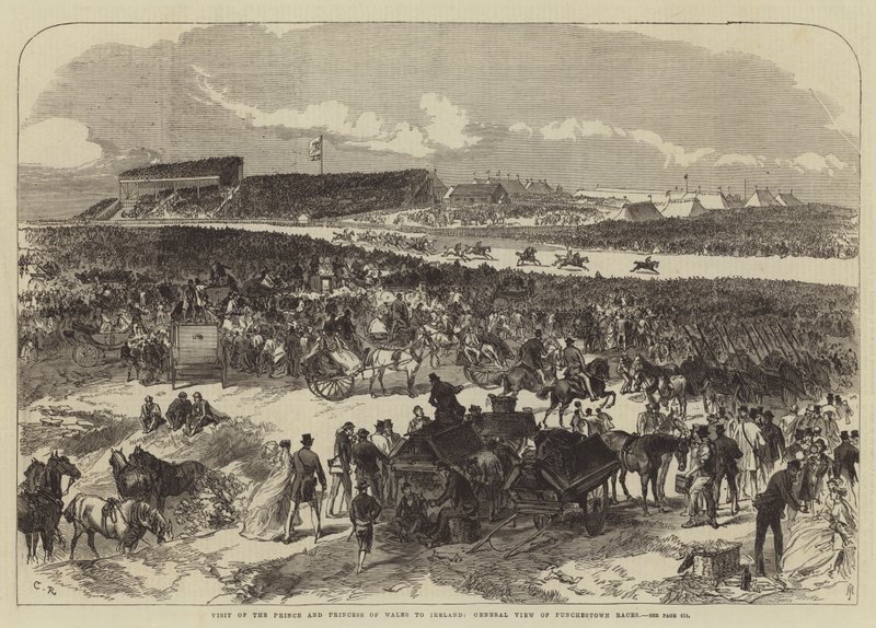 Návštěva prince a princezny z Walesu v Irsku, celkový pohled na závody Punchestown od Sir John Charles Robinson