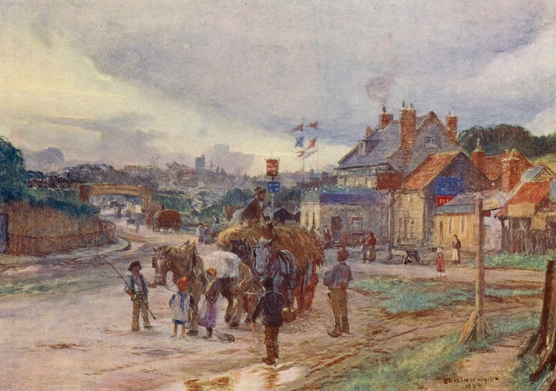 High Barnet, z úpatí kopce Barnet Hill (barevná litografie) od Charles William Wyllie