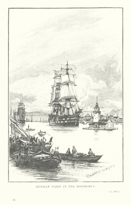 Ruská flotila v Bosporu (litografie) od Charles William Wyllie