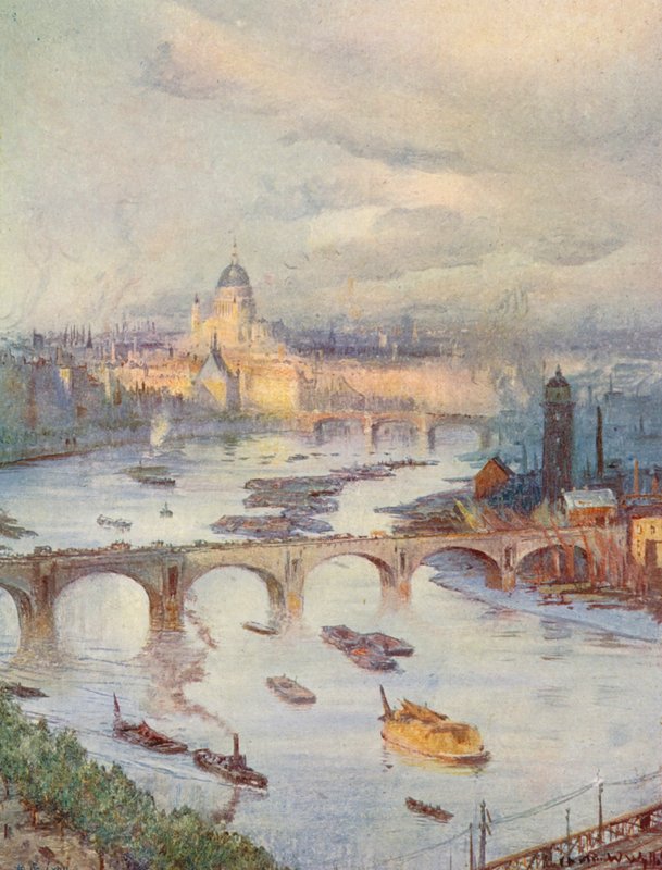 Londýnské City z pohledu od Národního liberálního klubu (barevná litografie) od Charles William Wyllie