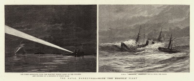 Námořní manévry s nepřátelskou flotilou od Charles William Wyllie