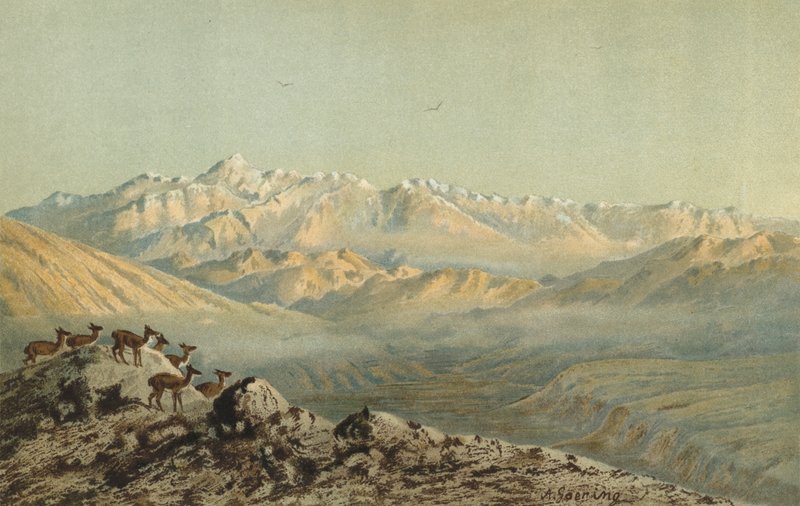 Pohoří Aconcagua na hranicích Argentiny a Chile v Andách od Christian Anton Goering