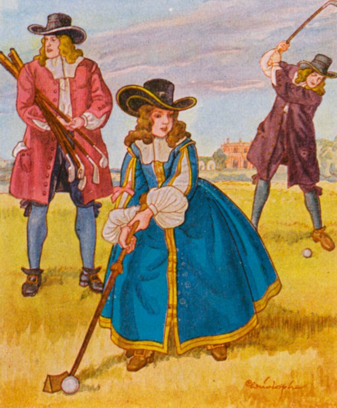Golfspiel / Golfová hra (barevná litografie) od Christophe (1856 1945)