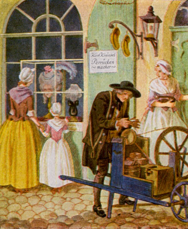 Scherenschleifer / Nůžková bruska (barevná litografie) od Christophe (1856 1945)