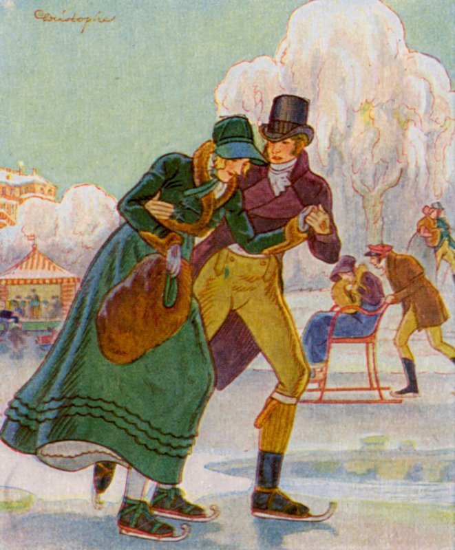 Bruslení / Bruslení (barevná litografie) od Christophe (1856 1945)