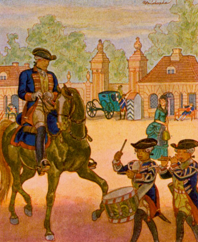 Wache Am Brandenburger Tor / Stráž u Braniborské brány (barevná litografie) od Christophe (1856 1945)