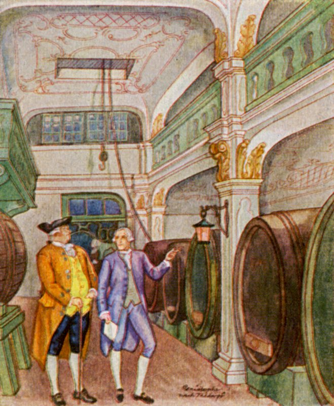 Weinkellerei / Vinařství (barevná litografie) od Christophe (1856 1945)