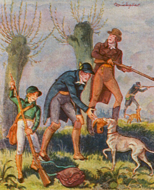 Bekassinenjagd / Lov na bekyně (barevná litografie) od Christophe (1856 1945)