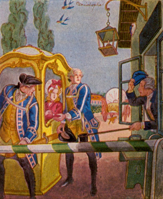 Chaise Am Schlagbaum / Lehátko u točny (barevná litografie) od Christophe (1856 1945)