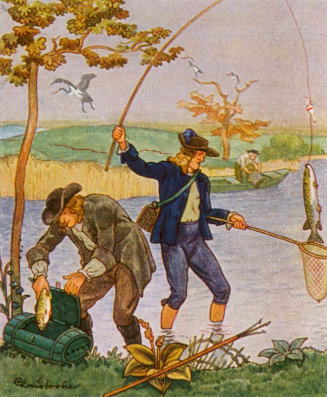 Fischen Und Angeln / Rybolov a rybaření (barevná litografie) od Christophe (1856 1945)