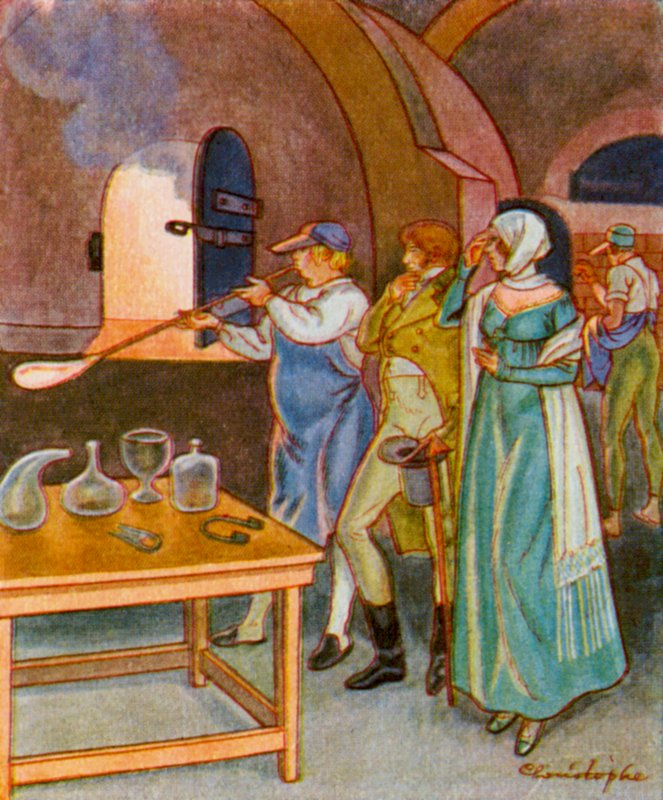 Sklář / sklářka (barevná litografie) od Christophe (1856 1945)