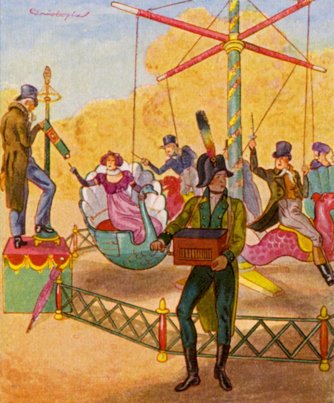 Karussell / Kolotoč (barevná litografie) od Christophe (1856 1945)