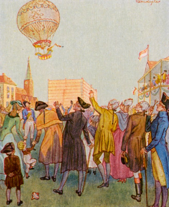 Luftballon / Balón (barevná litografie) od Christophe (1856 1945)