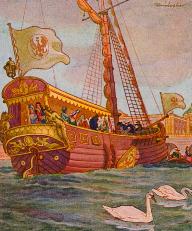 Lustyacht / Pleasure Yacht (barevná litografie) od Christophe (1856 1945)