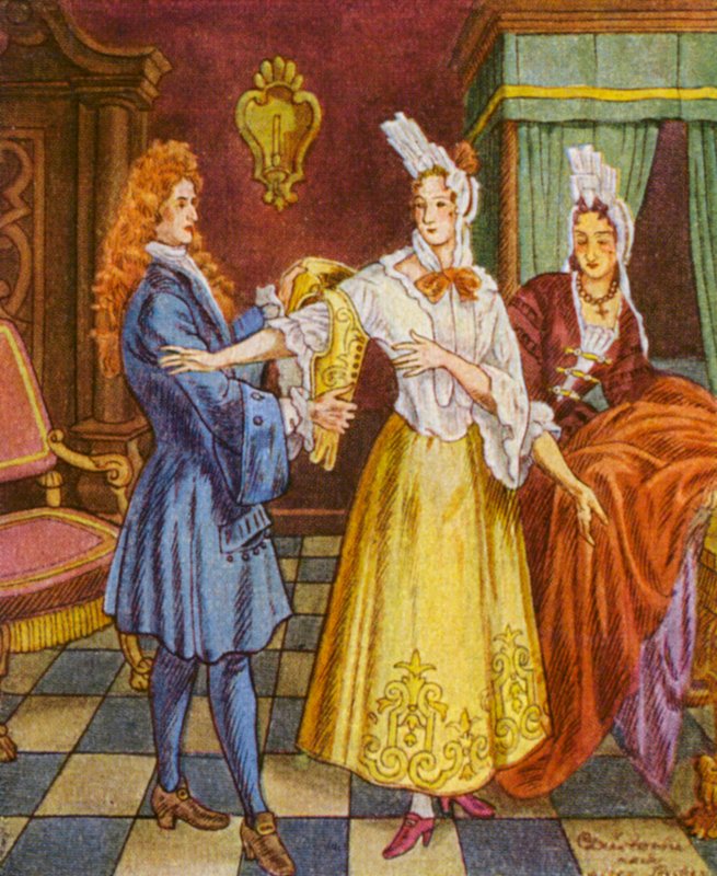 Krejčí korzetů (barevná litografie) od Christophe (1856 1945)