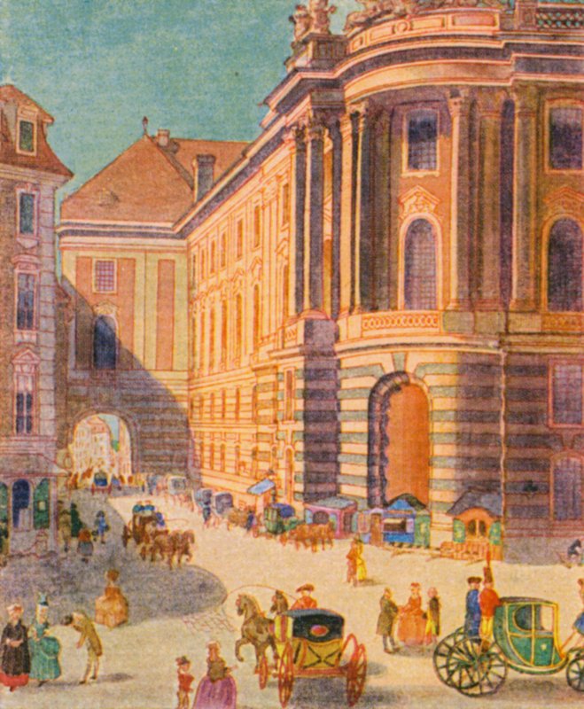 Wiener Barock-Architektur / Vídeňská barokní architektura (barevná litografie) od Christophe (1856 1945)