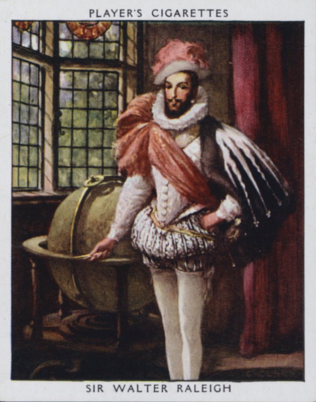 Sir Walter Raleigh (barevné lito) od Christopher (after) Clark